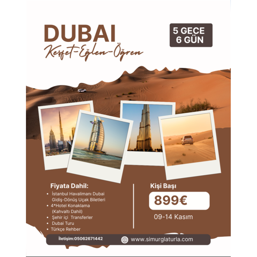 09-14 Kasım İstanbul Havalimanı Kalkışlı  Dubai Turu(5 Gece 6 Gün)